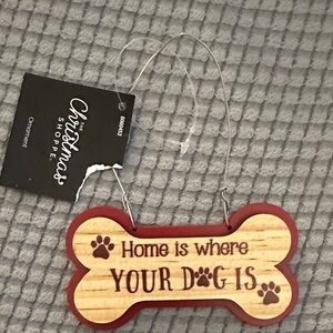 Dog Bone Shaped Ornament with Red Border